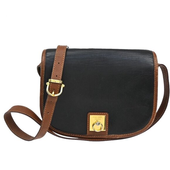 Celine Handbags - CELINE Ring Logo Shoulder Bag Leather Black Italy GHW 67CA399